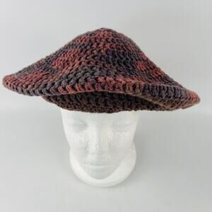 Handmade Crochet Beret Slouch Round Hat Rust Brown